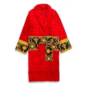 Versace Vibrant Red Robe with Gold and Black Details
